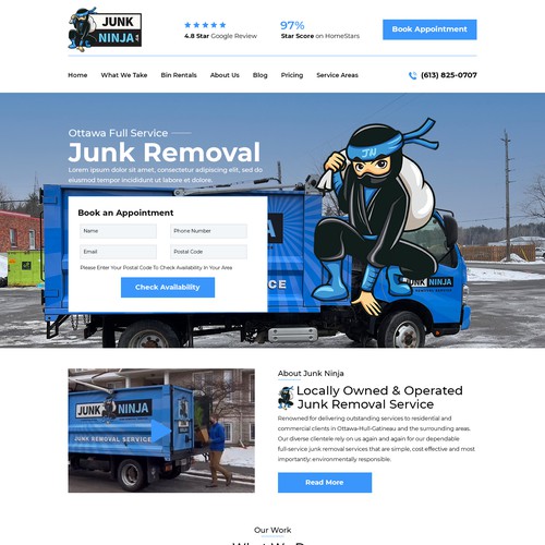 Junk Ninja website design