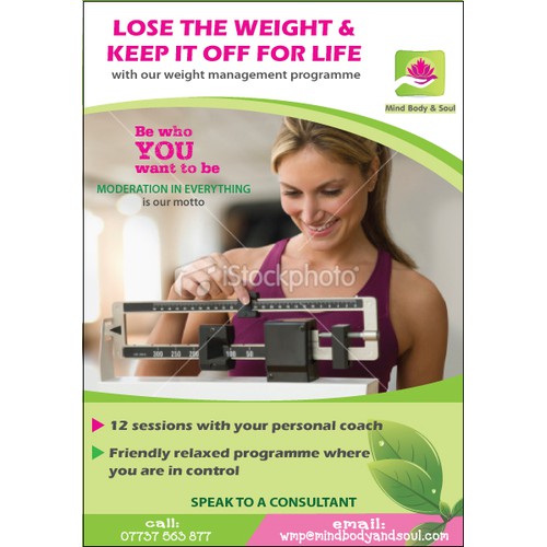 Weight management consultancy needs a tranquil & motivating promotional flyer!