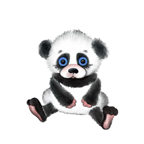 Panda for a cuddle toy production
