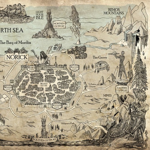 Fantasy map drawing