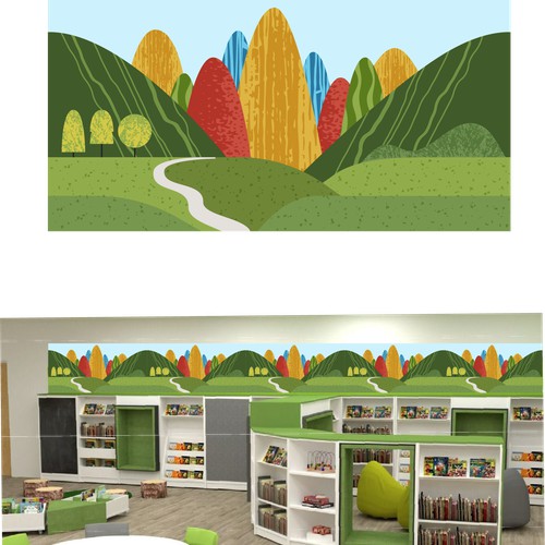 Nature theme frieze for libraries