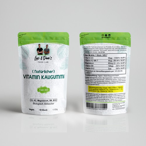 Stand up pouch label design