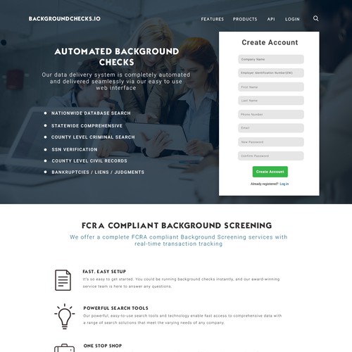 Landing page design for law firm
