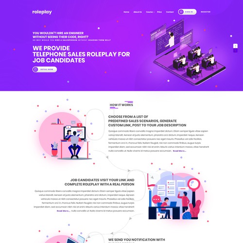 Landing page design