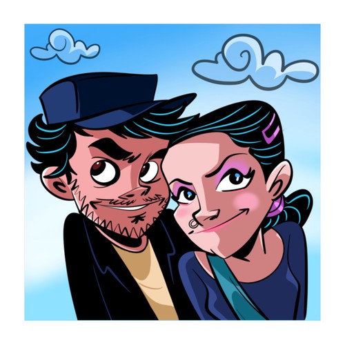 Comic style illustration of a photographed portrait