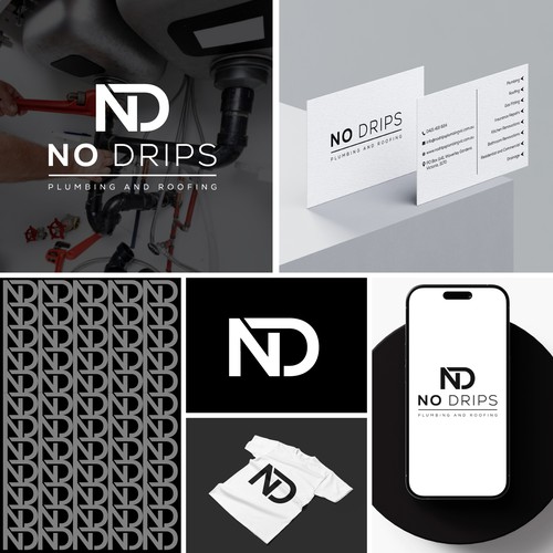 no drop plumbing and roofing logo design