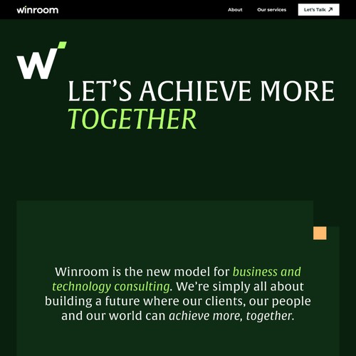 Landing page concept for business consulting company