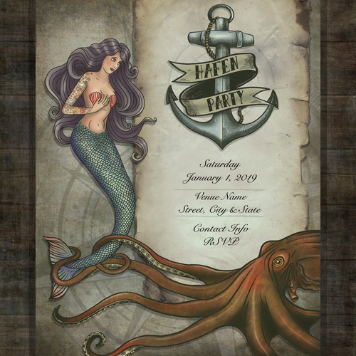 Vintage Tattoo Style Invite Design