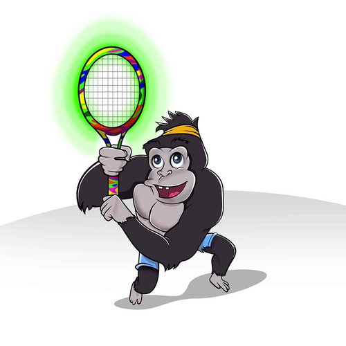 Young sporty cartoon gorilla