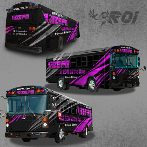 Create a bus wrap for EDM internet radio station