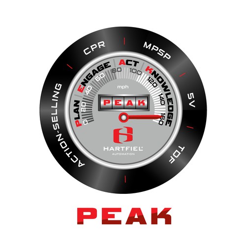 PEAK (abbreviation of plan, engage, act, knowledge). A training manual logo design for top USA distributor.
