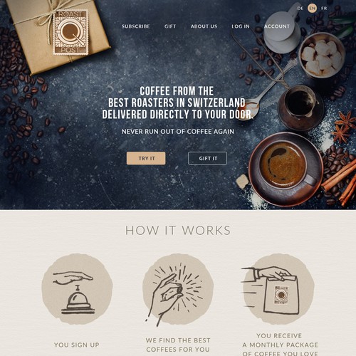 Webpage Design for coffee subscription company
