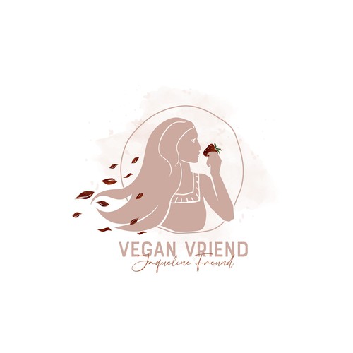 Creative, hand drawn , watercolor logo for vegan nutritionist design 