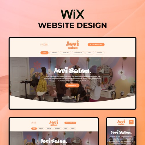 WIX website design for Jovi Salon in Virginia Beach, USA