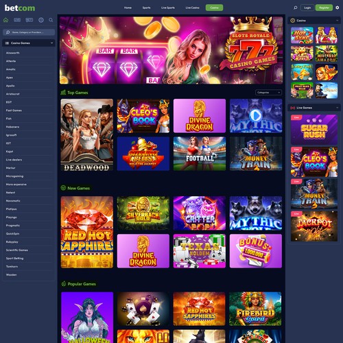 Betcom Casino Website Platform - Website design