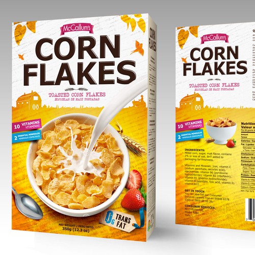 Create a new refreshing and modern Corn Flakes box design