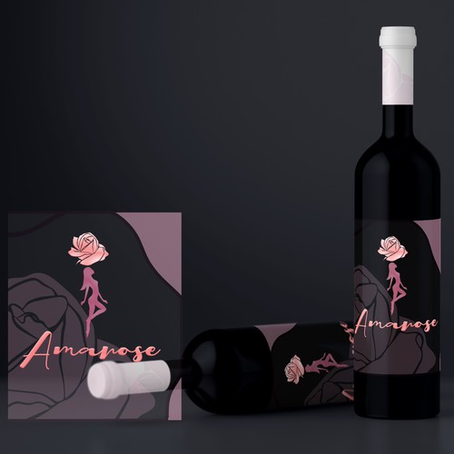 beautiful logo concept for rose wine