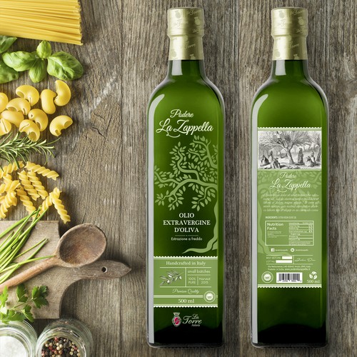 Extra virgin olive oil, label design