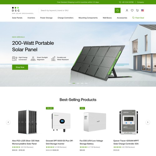 Solar-Wholesale Shopify Store Website Design