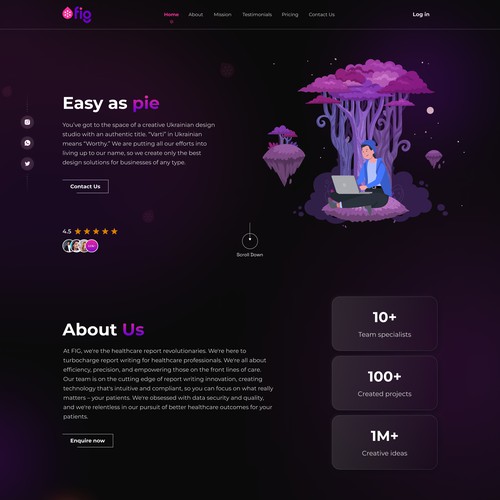 Awesome landing page for a software company.