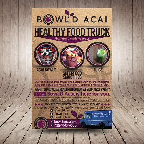 Create a organic chic flyer for a healthy food truck