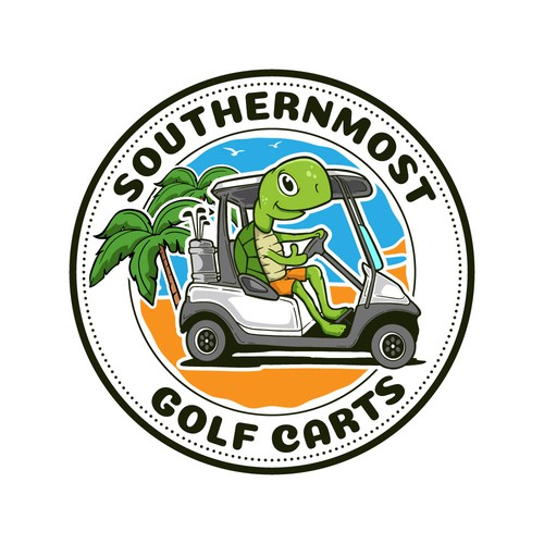 Funny mascot logo for golf cart rent on Key West