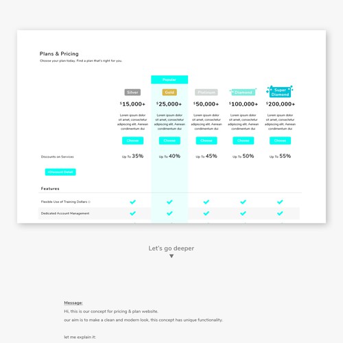 Plan & Pricing concept