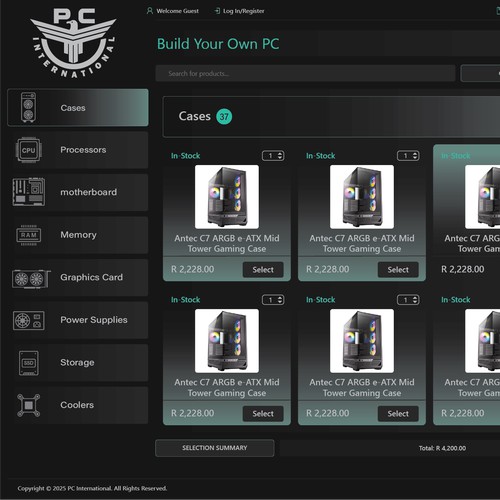A Web Page Redesign for custom Pc Build Site. 