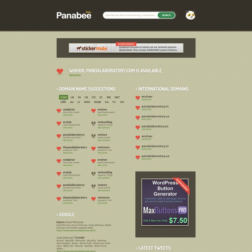 Web-Design proposal for Panabee-Domain-Search