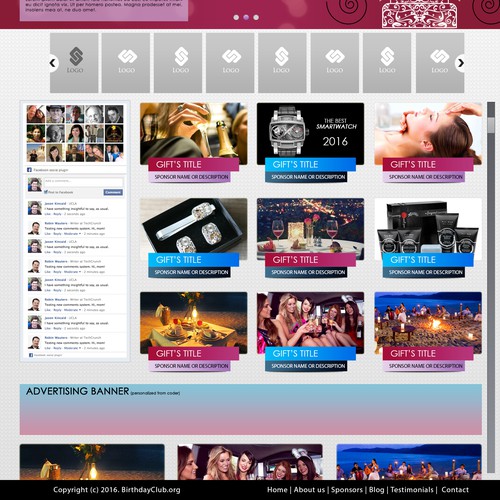 BirthdayClub - web layout