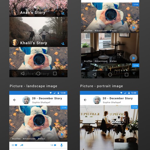 Photo and stories sharing app with audio comments