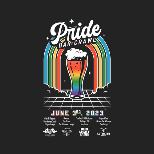 LGBTQ+ Pride Bar Crawl T-shirt Proposal