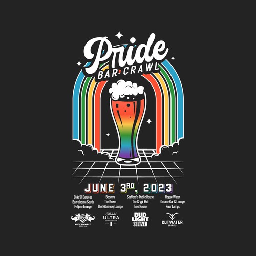 LGBTQ+ Pride Bar Crawl T-shirt Proposal