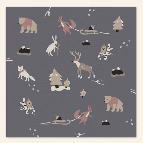 Nordic animals pattern for baby blanket 