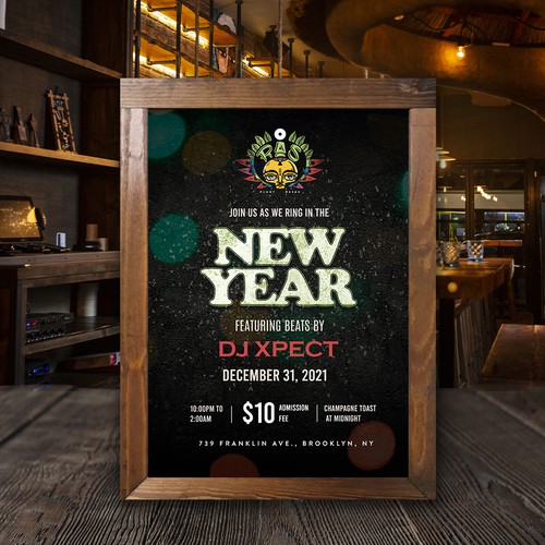 Restaurant flyer design for New Yearr