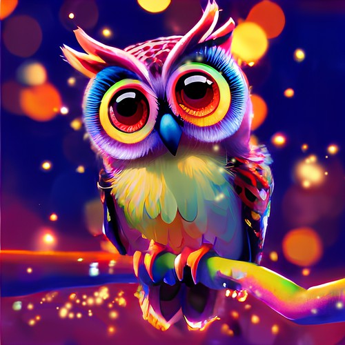 Color by numbers cute Baby owl