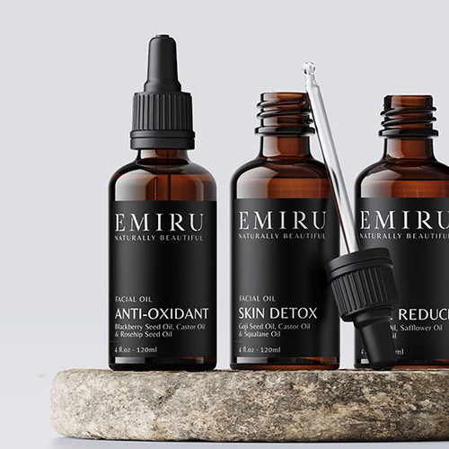 Label design for EMIRU Beauty