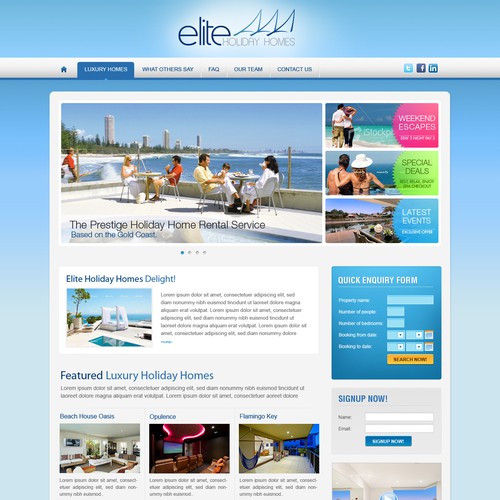 Elite Holiday Homes Needs Gorgeous Site