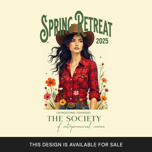 Cowgirl Wildflower Illustration – Southern Cottagecore Graphic Customizable for Any Event or Brand (This Design Is Available For Sale)