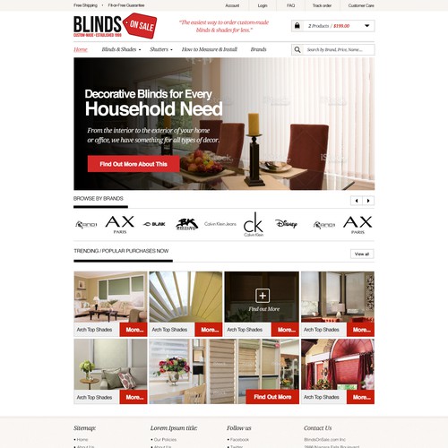 Homepage Design & Ongoing One-on-One Work with Online Blind Retailer