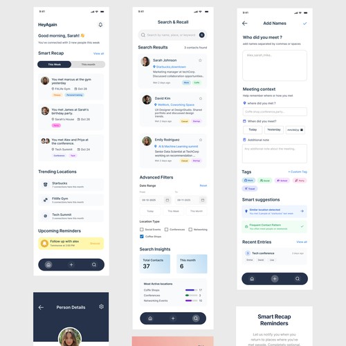 modern iPhone app that helps people remember who they meet