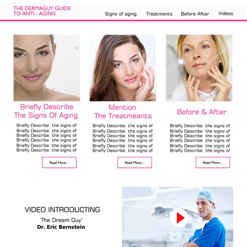 website page design for skincare minimalistic
