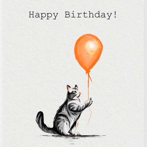 Cute cat illustration for Birthday card.