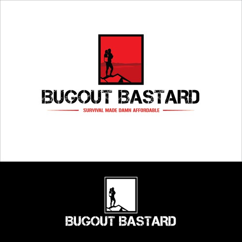 logo concept for bugout bastard, an outdoor survival site