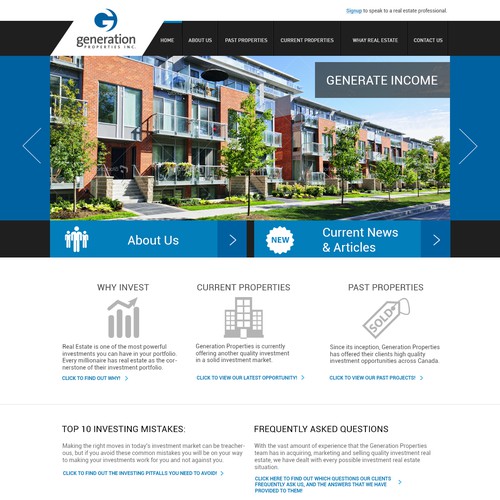 website design for Generation Properties