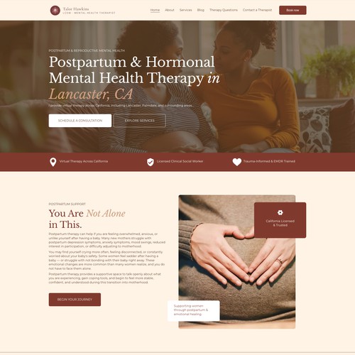 Custom Squarespace Design for Talor Hawkins LCSW