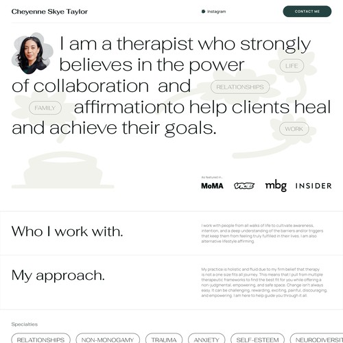 Design for a therapist website.