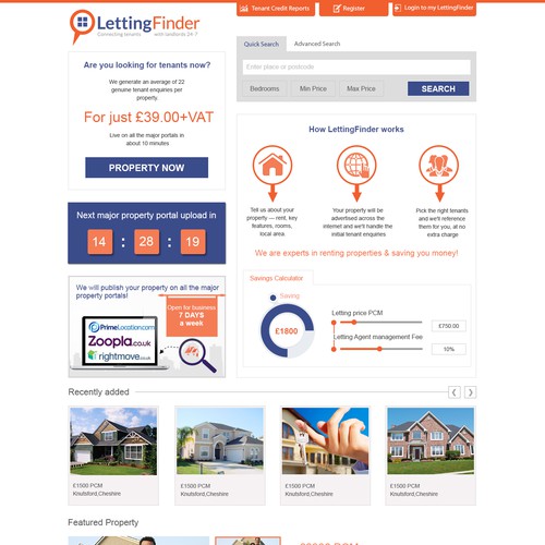 LettingFinder Home page