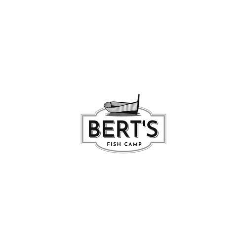 The vintage logo for Bert's fish camp