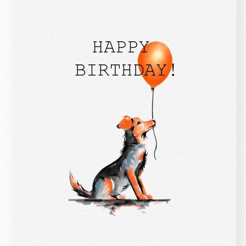 Cute Dog illustration for Birthday card